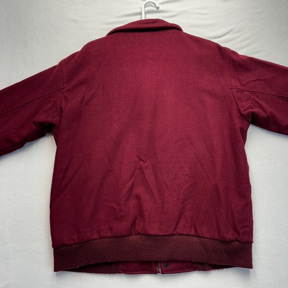 Vintage 80s LL Bean Plaid Lined Wool Bomber Jacket Coat Mens Size Large Red READ - Picture 14 of 16